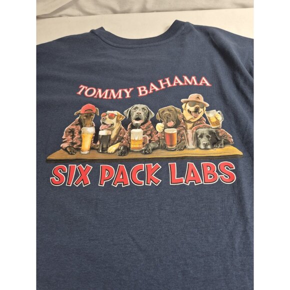 TOMMY BAHAMA Men's T-Shirt Size XLT Blue Short Sleeve Dog Labs Crew N Theme (58) - Picture 9 of 10